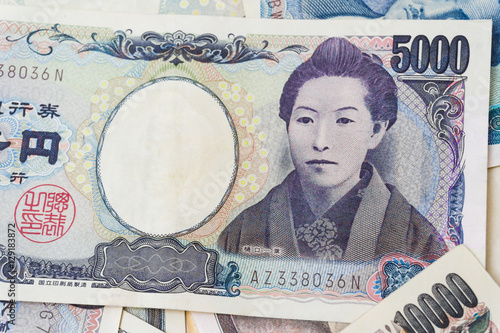 1000 and 5000 Japanese currency notes background