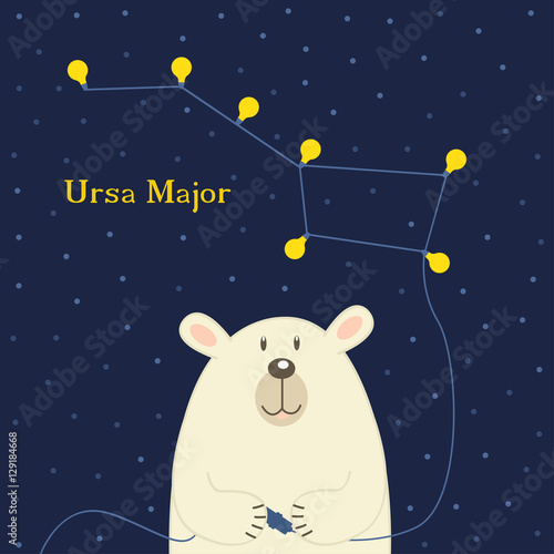 bear connecting electrical plug constellation Ursa Major - vector illustration, eps
