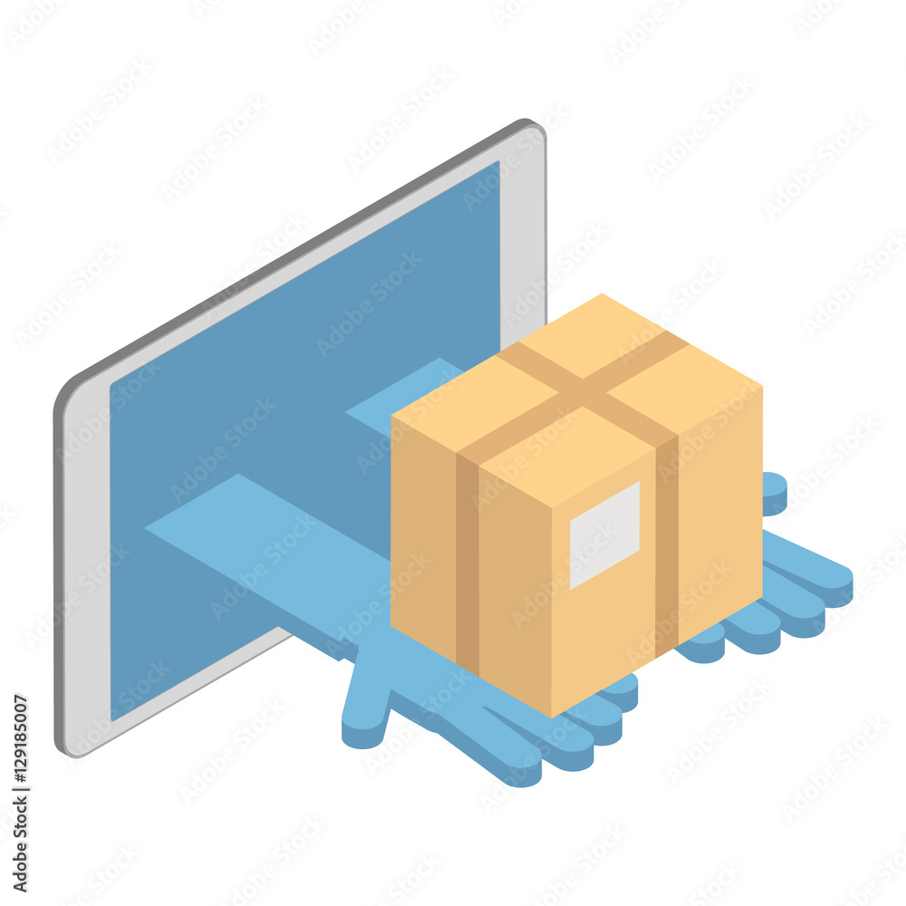 The concept of delivery of goods. Delivery interent. Vector isometric