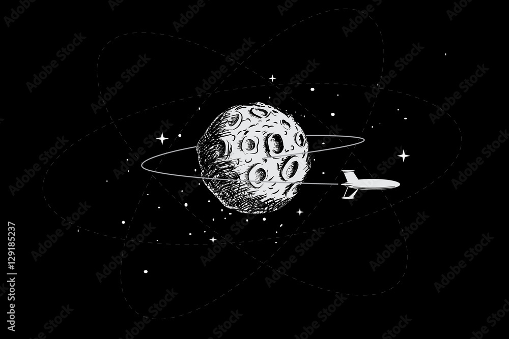 Obraz premium spacecraft orbiting the moon
