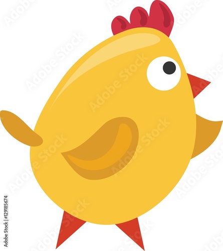 Yellow chicken, symbol of 2017 New Year and Easter. Vector illustration on white background for greetings cards. 