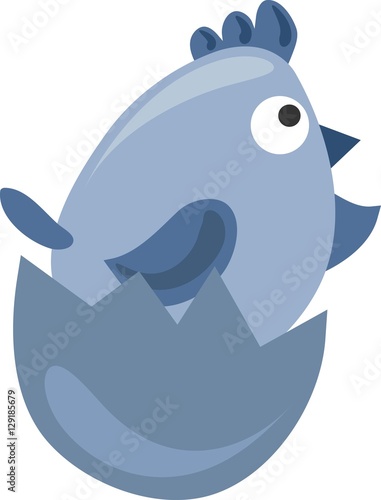 Blue chicken, symbol of 2017 New Year and Easter. Vector illustration on white background for greetings cards. 
