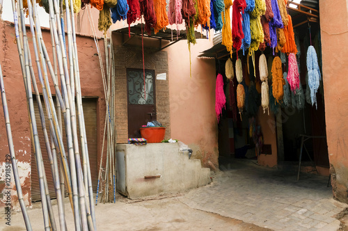 Typical colorful textiles dye in the historic Kasbah of Fes, Morocco, Africa © Rechitan Sorin