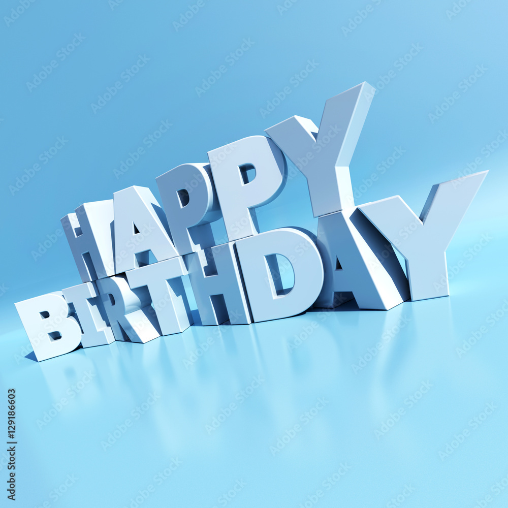Fototapeta premium Happy birthday Pale blue perpendicular
