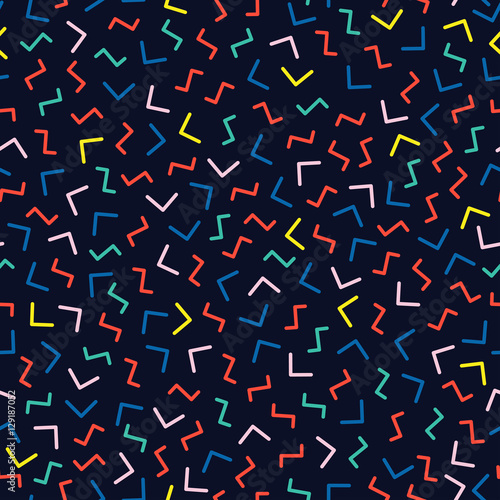 Retro memphis geometric line shapes seamless patterns. Hipster fashion 80-90s. Abstract jumble textures. Black and white. Zigzag lines. Memphis style for printing, website, fabric design, poster.