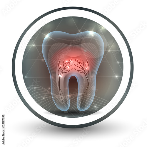 Tooth with roots abstract bright icon design