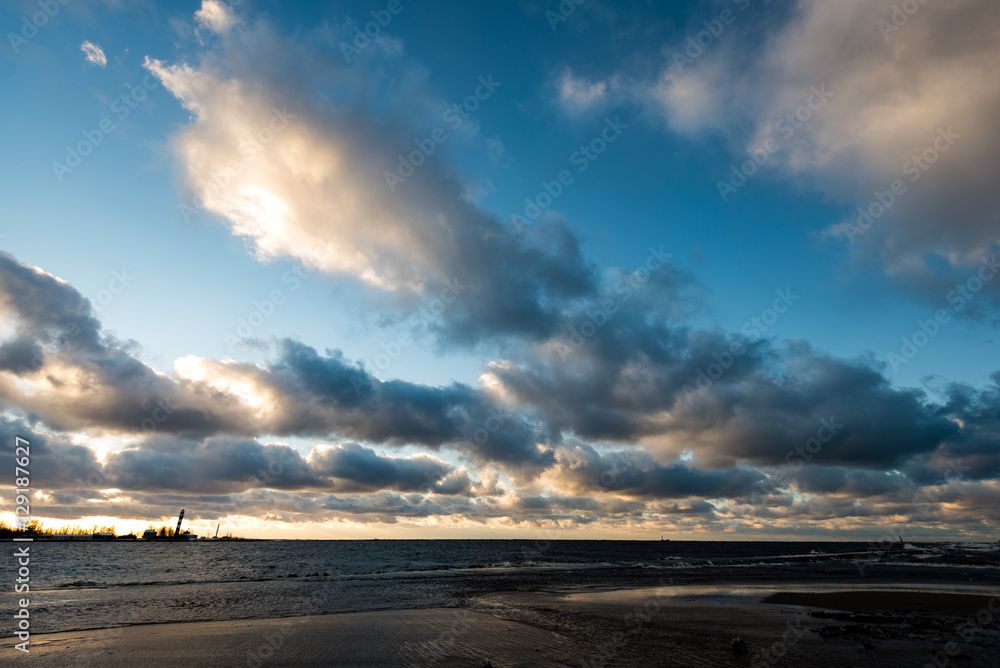 Stormy sea in winter with white waves crushing Stormy sea in winter with white waves crushing