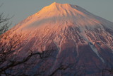 夕陽に照らされた富士山