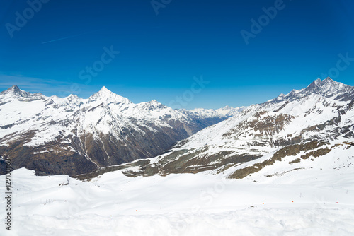 Matterhorn range, Zermatt Switzerland in clear sky day © Peeradontax