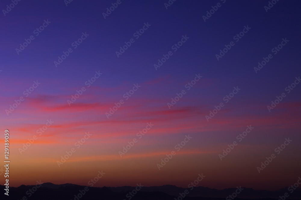 Beautiful silhouette landscape at night on a meadow on early winter