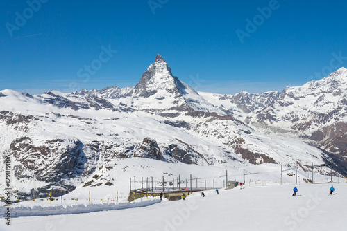 Ski resort and train travel at Matterhorn, Zermatt Switzerland in clear sky day © Peeradontax