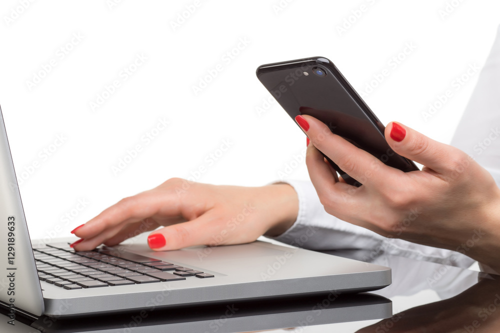 Online payment, Woman's hands holding smart phone for online sho Online payment, Woman's hands holding smart phone for online sho