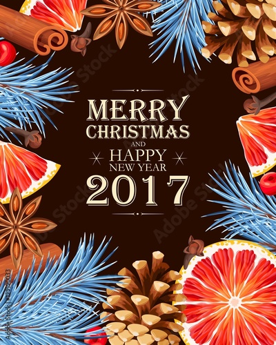 Christmas card with mulled wine ingredients