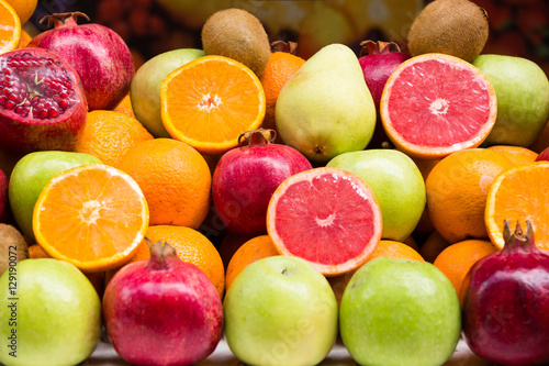 Colorful fruits on a market stand