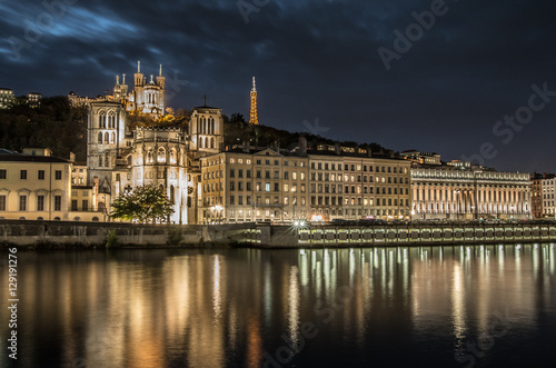 Night lights of Lyon France
