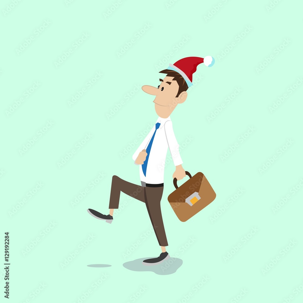 businessman in Santa hat. vector illustration of cartoon