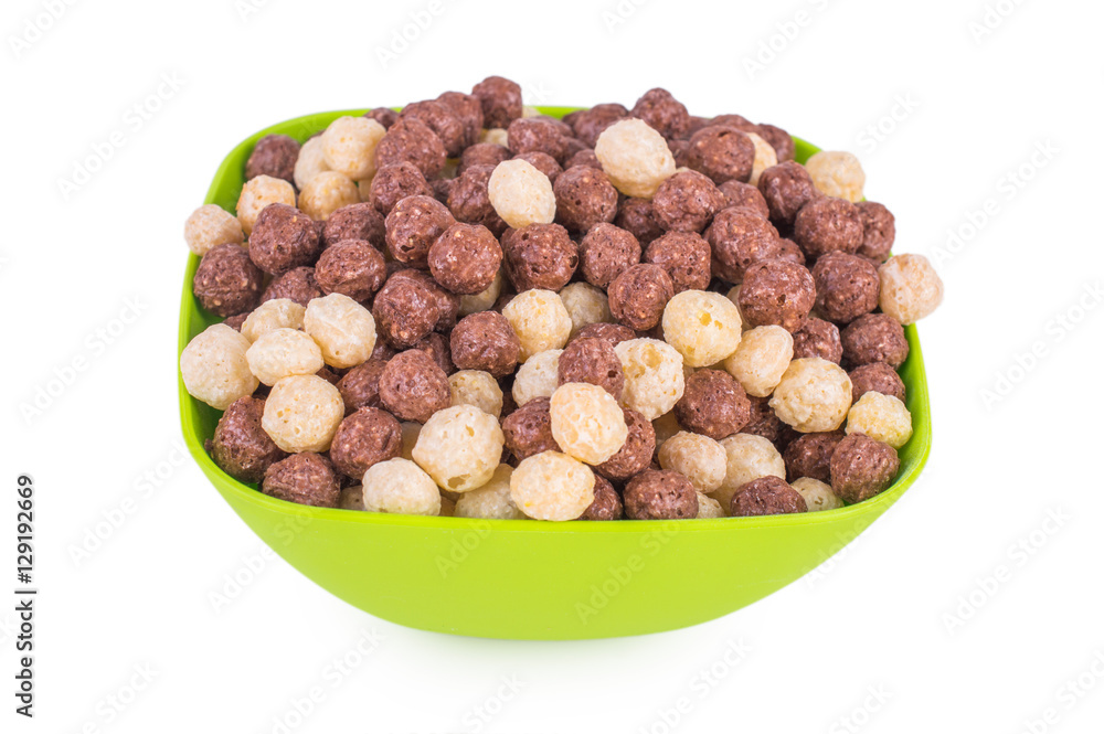dry cereal for breakfast, isolated on white dry cereal for breakfast, isolated on white