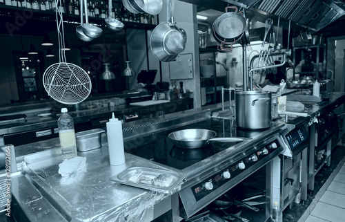 Professional kitchen interior, toned