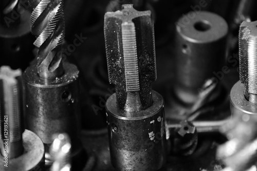 Drilling Tool. Black-and-white photo.