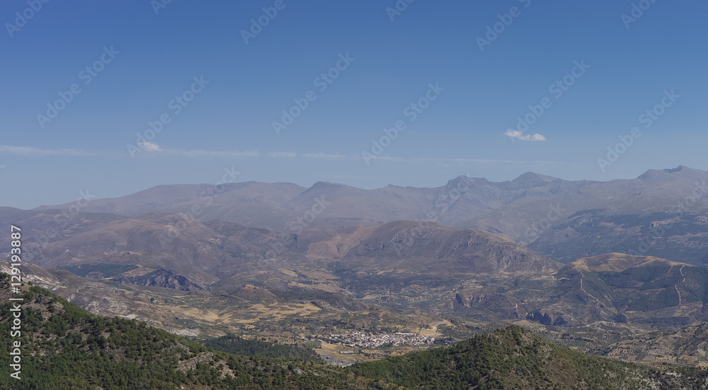 Panorama of  Sierra Nevada. A mountain range in the region of Andalusia in Spain