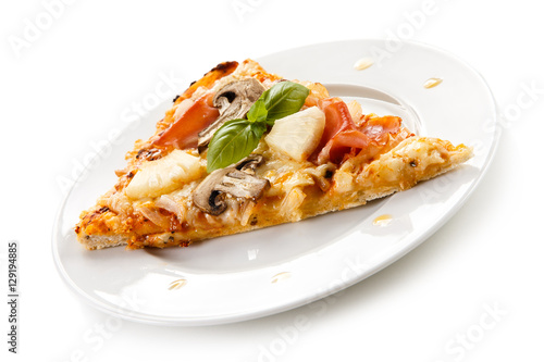 Piece of pizza on white background 
