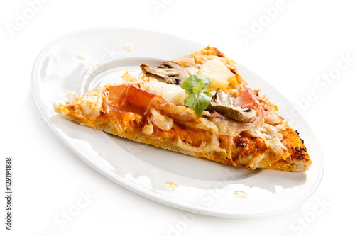 Piece of pizza on white background 