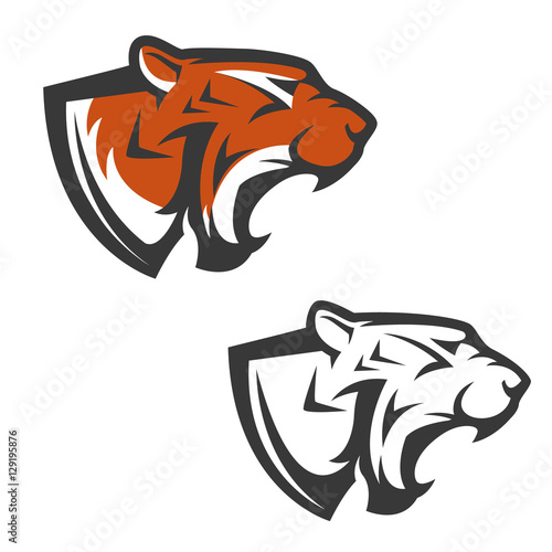 Fototapeta Naklejka Na Ścianę i Meble -  Set of the tiger heads. Sport team mascot. Design element for lo