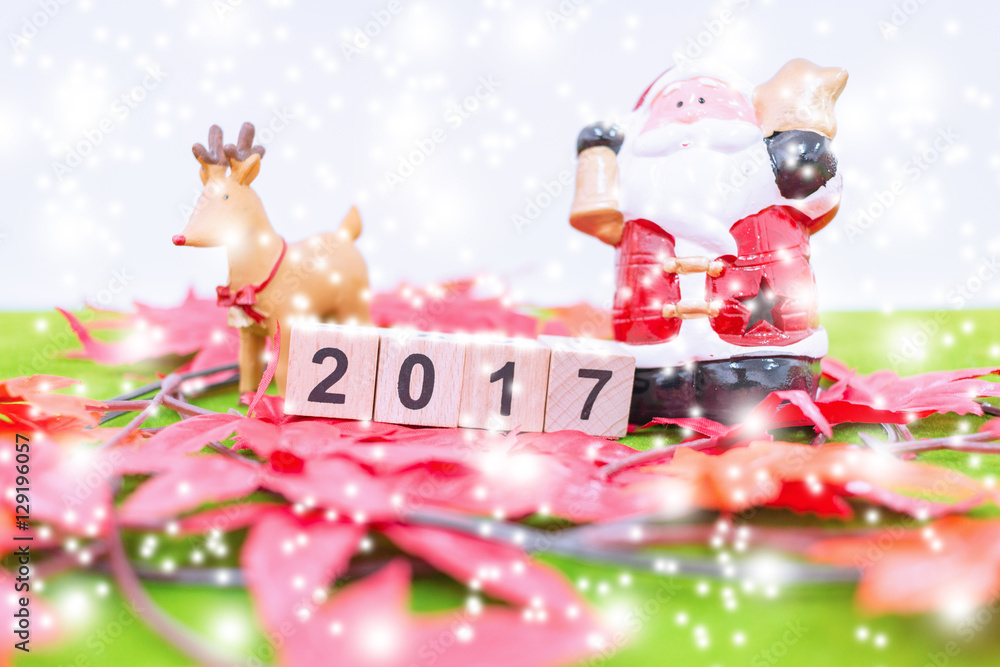 Obraz premium Merry Christmas and happy new year background and number 2017 t