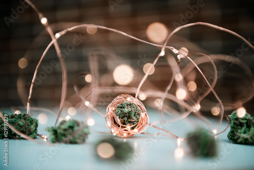 Cannabis Weed Herb Pot Medicine with Lights 