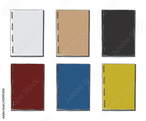 notebook vintage White, black, brown, blue, red, yellow. handdra photo