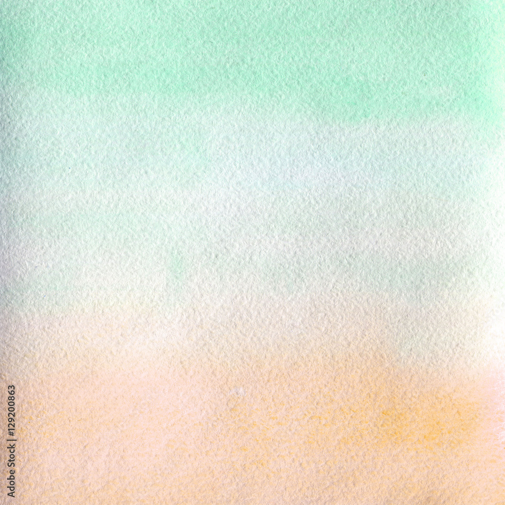 Fototapeta premium watercolor texture transparent stretching from green blue to ocher orange. abstract background, spot, blur, fill