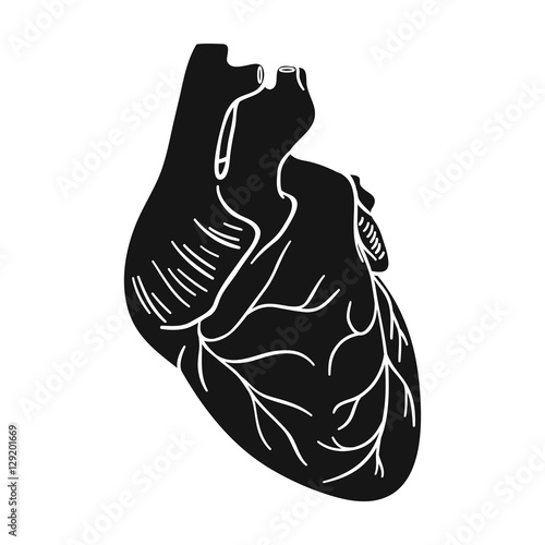 Human heart icon in black style isolated on white background. Human organs symbol stock vector illustration.