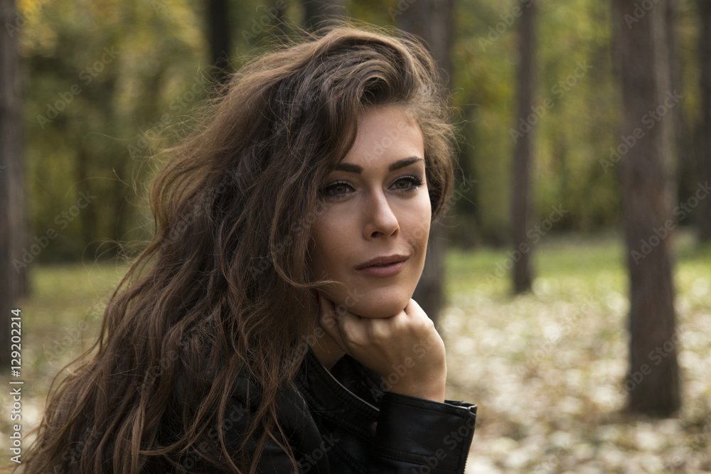 Portrait of beautiful girl in forest Portrait of beautiful girl in forest