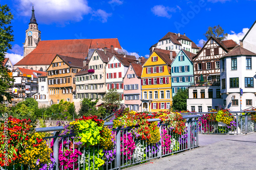 Beautiful floral colorful town Tubingen in Germany 