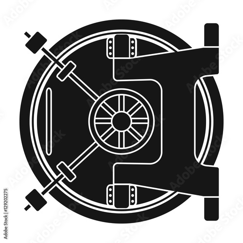 Bank vault icon in black style isolated on white background. Money and finance symbol stock vector illustration.