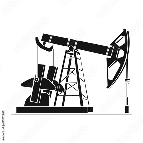 Oil pumpjack icon in black style isolated on white background. Oil industry symbol stock vector illustration.