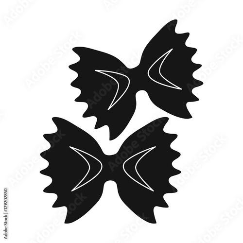 Farfalle icon pasta in black style isolated on white background. Types of pasta symbol stock vector illustration.