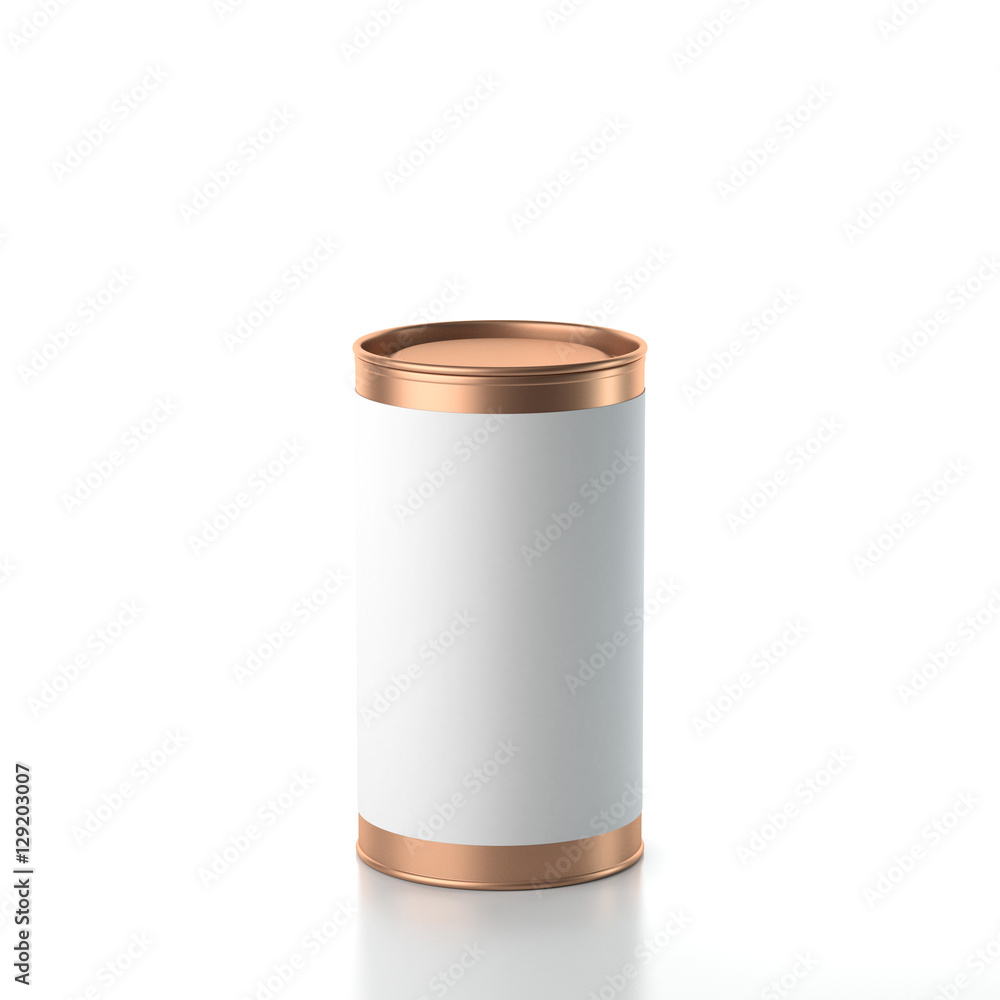 Metal tin Can with white paper label. 3d rendering Metal tin Can with white paper label. 3d rendering