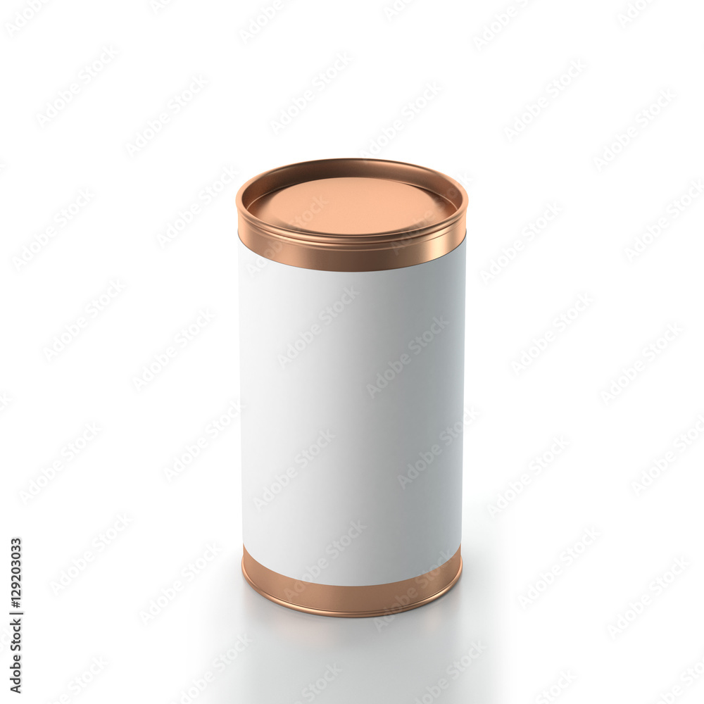 Metal tin Can with white paper label. 3d rendering Metal tin Can with white paper label. 3d rendering