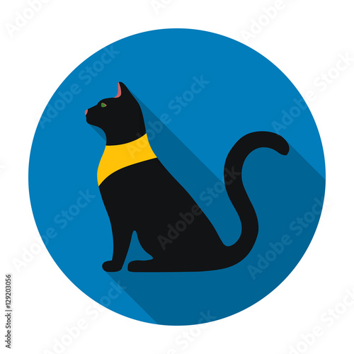 Cat goddess Bastet icon in flat style isolated on white background. Ancient Egypt symbol stock vector illustration.