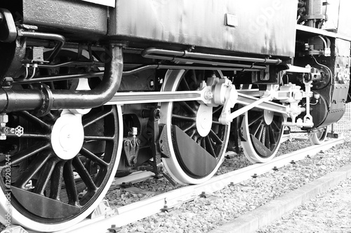 Fotografie Steam Locomotive in Japan. Black and White Photos.