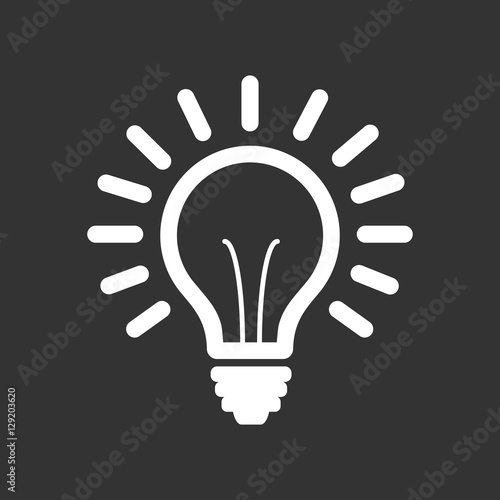 Light bulb line icon vector, isolated on black background. Idea sign, solution, thinking concept. Lighting Electric lamp illustration in flat style for graphic design, web site.