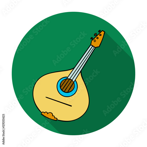 Italian mandolin icon in flat style isolated on white background. Italy country symbol stock vector illustration.