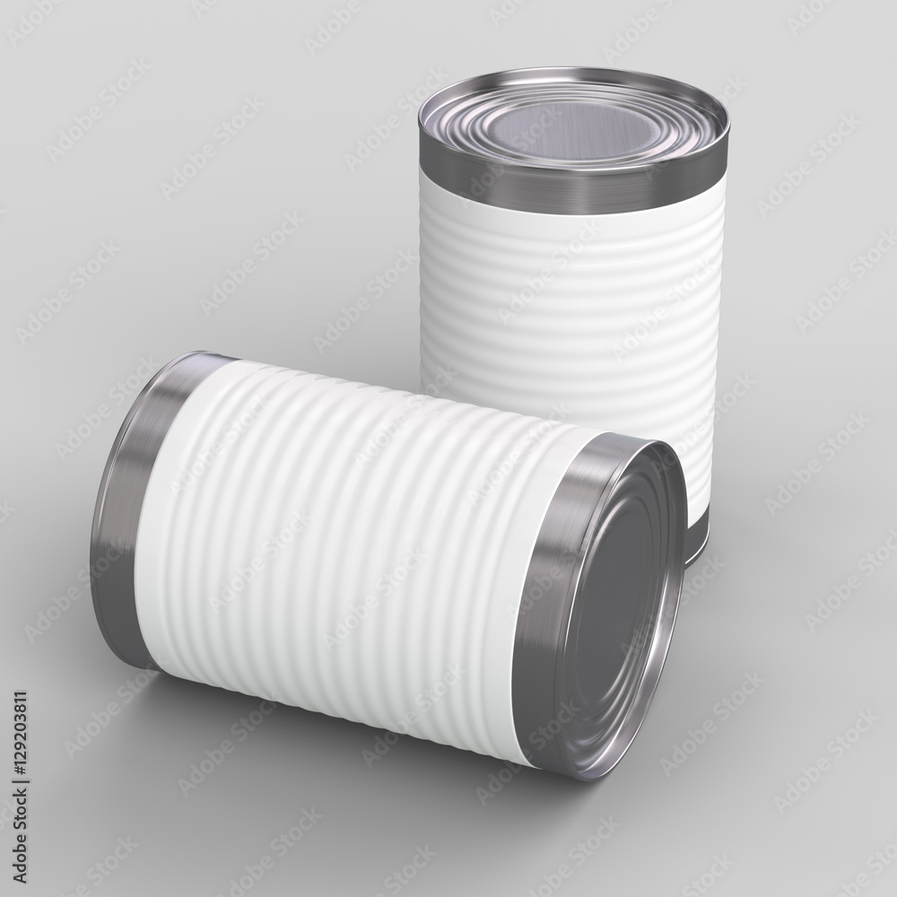 Cylindrical tin can with blank label. Cylindrical tin can with blank label.