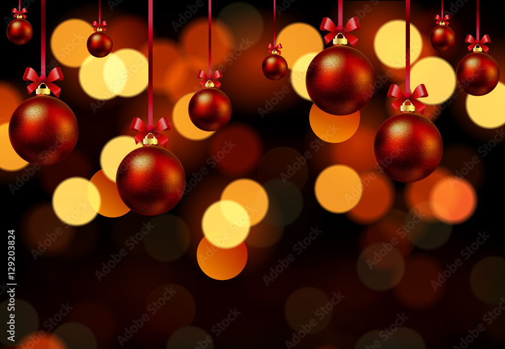 Hanging Christmas balls on bokeh background Hanging Christmas balls on bokeh background