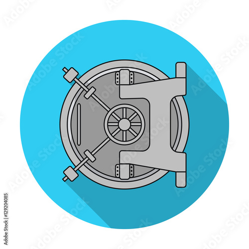 Bank vault icon in flat style isolated on white background. Money and finance symbol stock vector illustration.