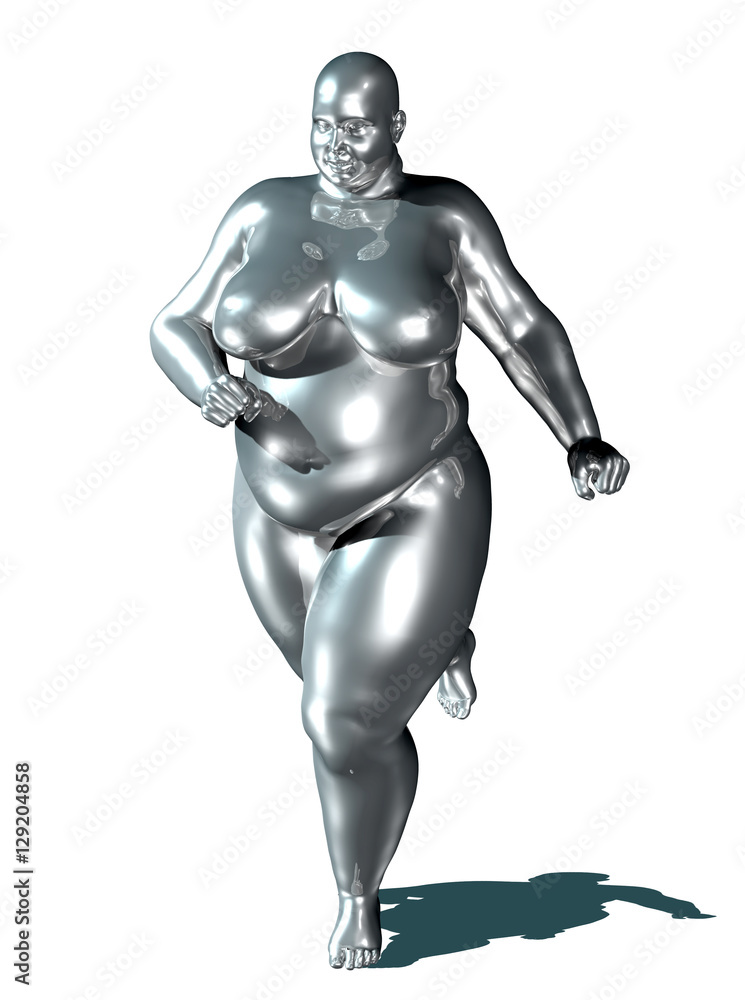 3d illustration of an overweight woman running 3d illustration of an overweight woman running