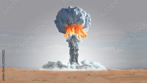 Nuclear explosion in the precincts of the desert. photo
