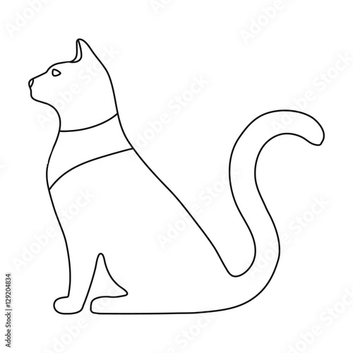 Cat goddess Bastet icon in outline style isolated on white background. Ancient Egypt symbol stock vector illustration.