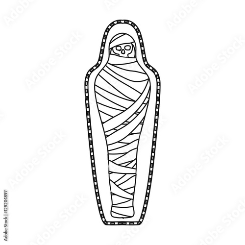 Ancient mummy icon in outline style isolated on white background. Ancient Egypt symbol stock vector illustration.